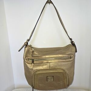 Tignanello Gold Leather Shoulder Bag in EUC